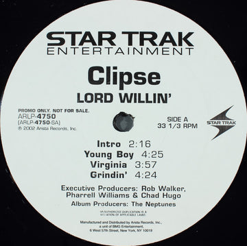 Clipse : Lord Willin' (2xLP, Album, Promo, Cle)
