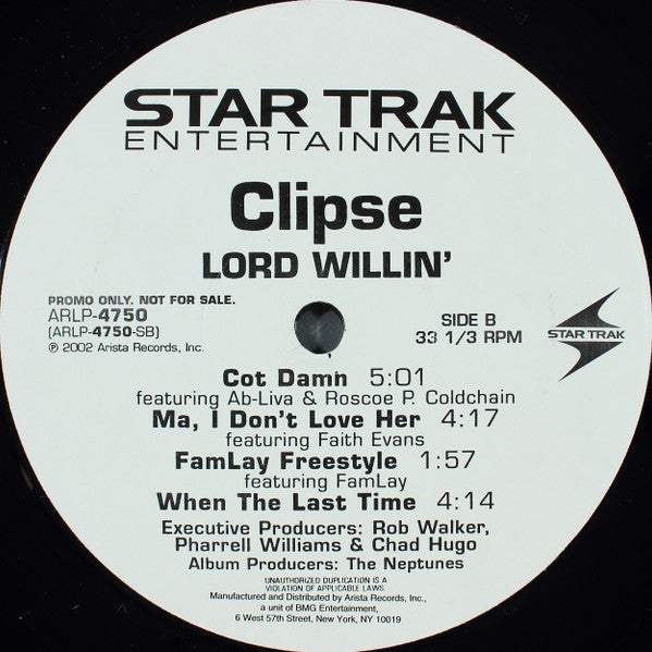 Clipse : Lord Willin' (2xLP, Album, Promo, Cle)