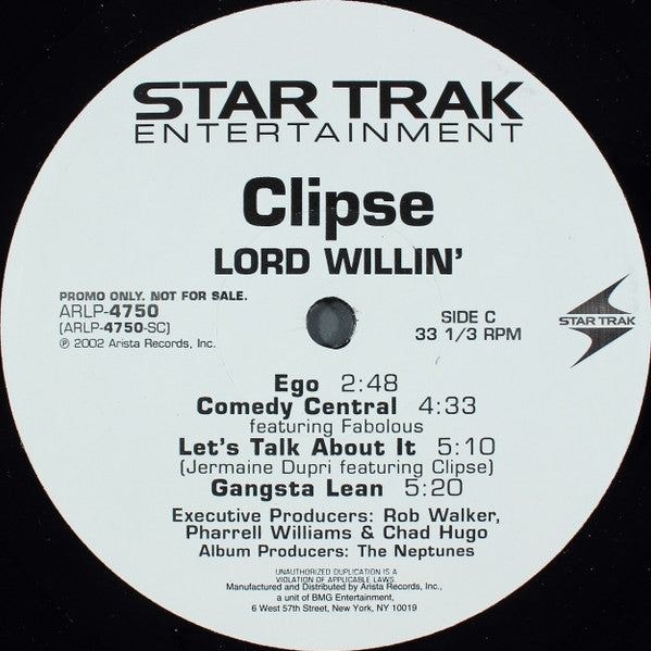 Clipse : Lord Willin' (2xLP, Album, Promo, Cle)