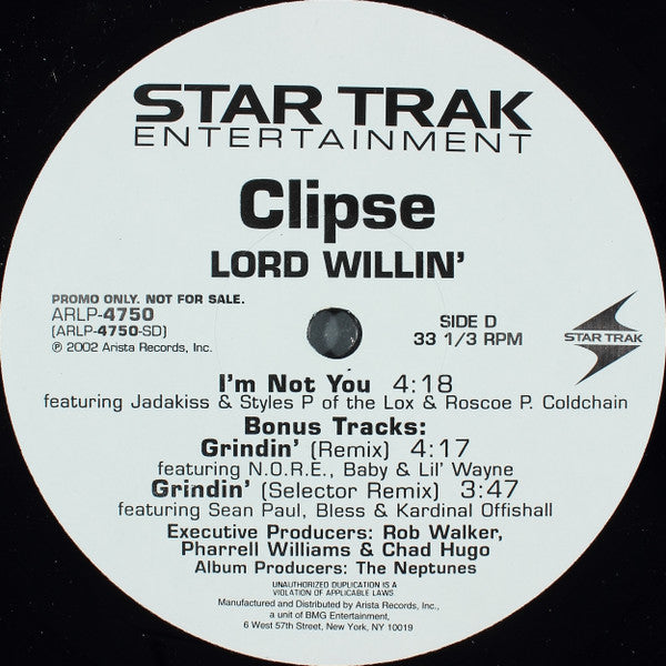 Clipse : Lord Willin' (2xLP, Album, Promo, Cle)