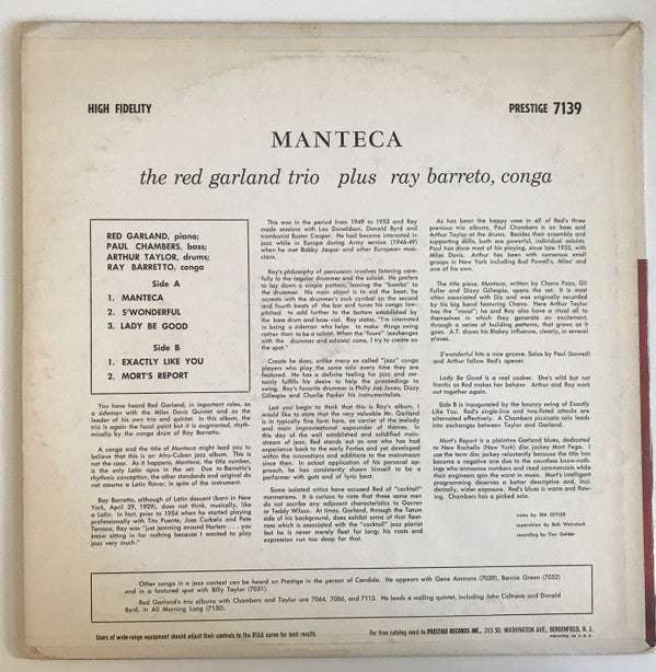 The Red Garland Trio : Manteca (LP, Album, RE)