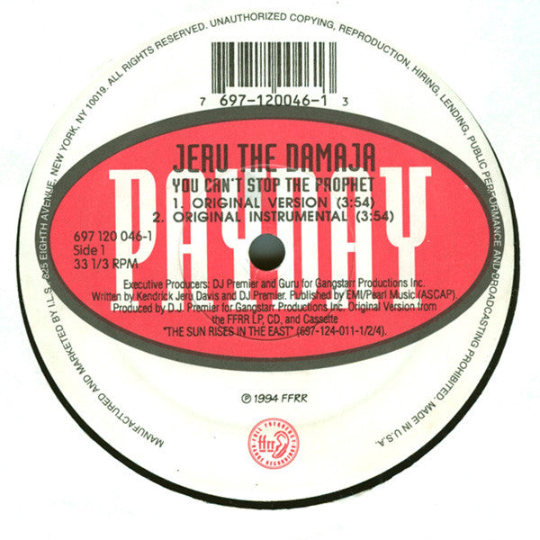 Jeru The Damaja : You Can't Stop The Prophet (12")