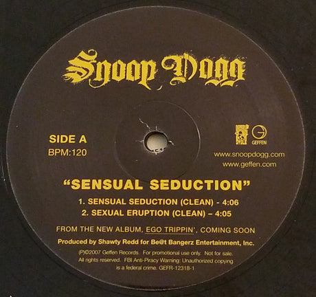 Snoop Dogg : Sensual Seduction (12", Promo)