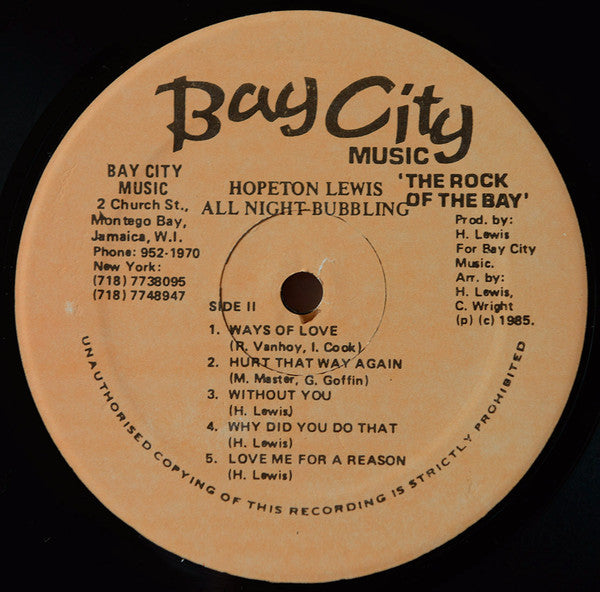 Hopeton Lewis : All Night Bubblin' (LP, Album)