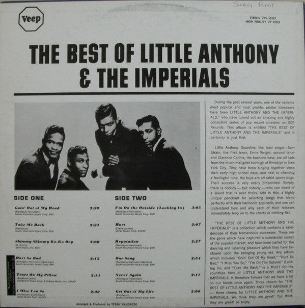 Little Anthony & The Imperials : The Best Of Little Anthony & The Imperials (LP, Comp)