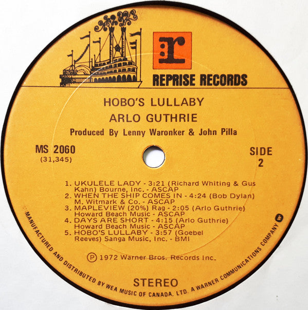 Arlo Guthrie : Hobo's Lullaby (LP, Album, RE)
