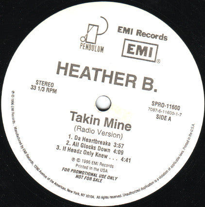 Heather B. : Takin Mine (Radio Version) (2xLP, Ltd, Promo)