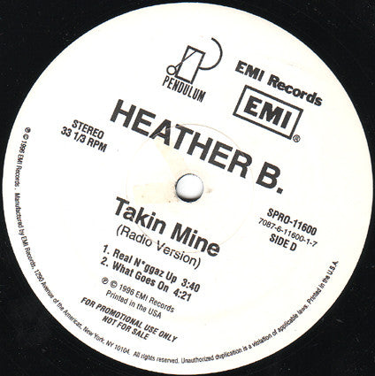 Heather B. : Takin Mine (Radio Version) (2xLP, Ltd, Promo)