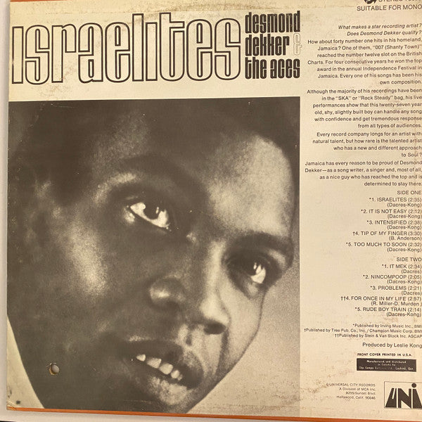 Desmond Dekker & The Aces : Israelites  (LP, Album)