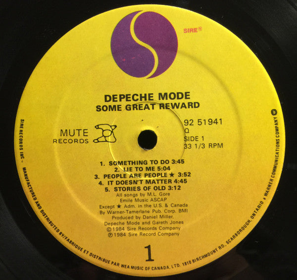 Depeche Mode : Some Great Reward (LP, Album)