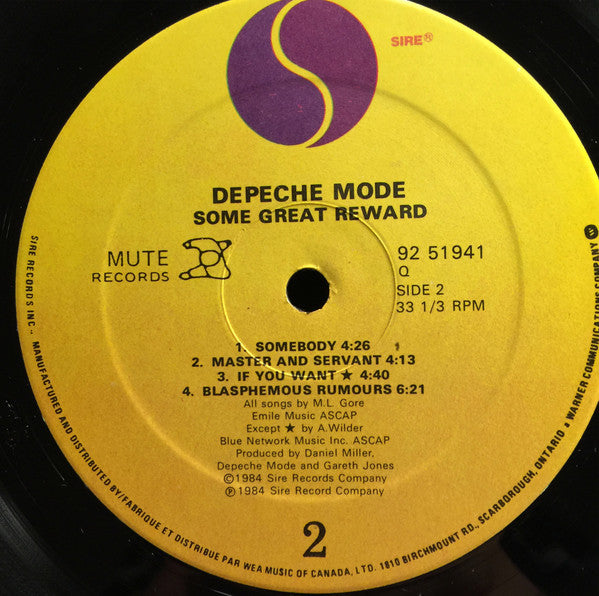 Depeche Mode : Some Great Reward (LP, Album)