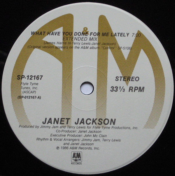 Janet Jackson : What Have You Done For Me Lately (12", Single, RCA)