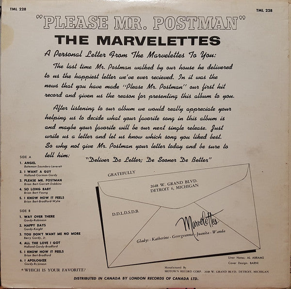 The Marvelettes : Please Mr. Postman (LP, Album, Mono)