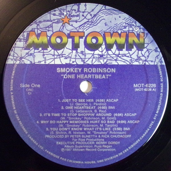Smokey Robinson : One Heartbeat (LP, Album, Club)