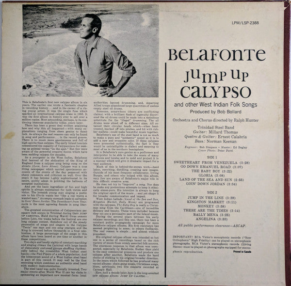 Harry Belafonte : Jump Up Calypso (LP, Album)