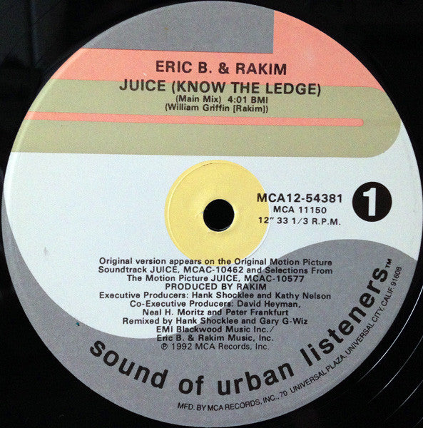 Eric B. & Rakim : Juice (Know The Ledge) (12", Single)