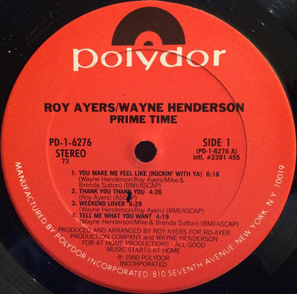 Roy Ayers - Wayne Henderson : Prime Time (LP, Album, Ter)