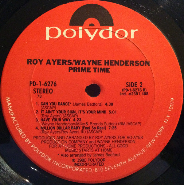 Roy Ayers - Wayne Henderson : Prime Time (LP, Album, Ter)