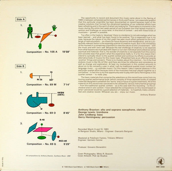 Anthony Braxton : Four Compositions (Quartet) 1983 (LP, Album)