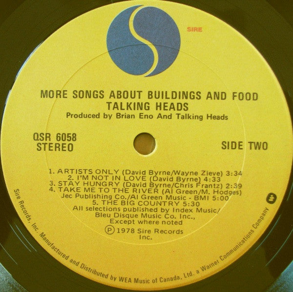 Talking Heads : More Songs About Buildings And Food (LP, Album, RE, Don)