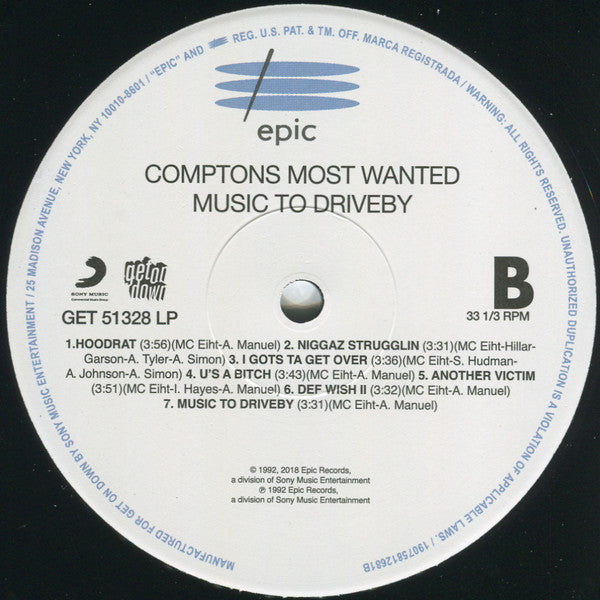 Comptons Most Wanted* : Music To Driveby (LP, Album, Ltd, RE)