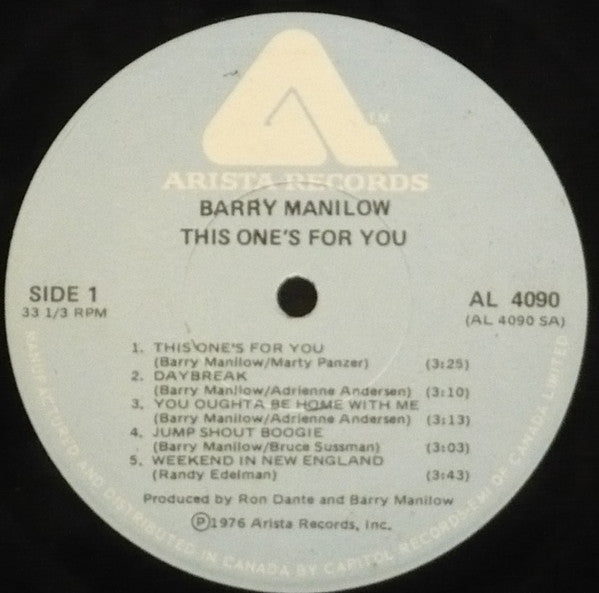 Barry Manilow : This One's For You (LP, Album)