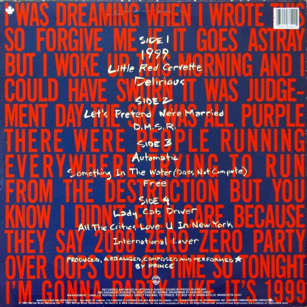 Prince : 1999 (2xLP, Album)