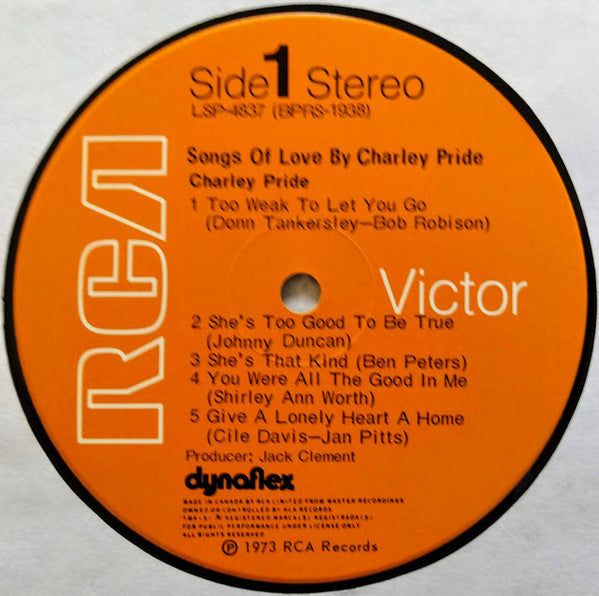 Charley Pride : Songs Of Love By Charley Pride (LP, Album)