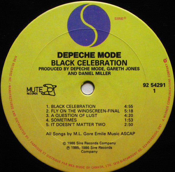 Depeche Mode : Black Celebration (LP, Album, Emb)