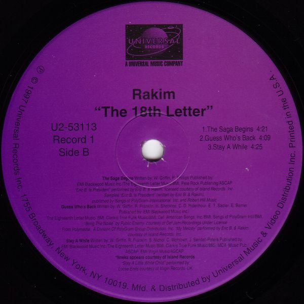 Rakim : The 18th Letter (2xLP, Album)