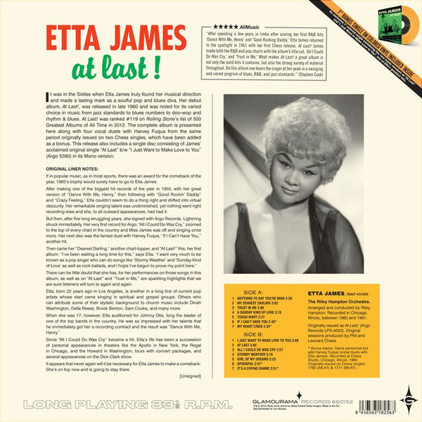 Etta James : At Last! (LP, Album, RE + 7", Single, Mono, RE, Ora)