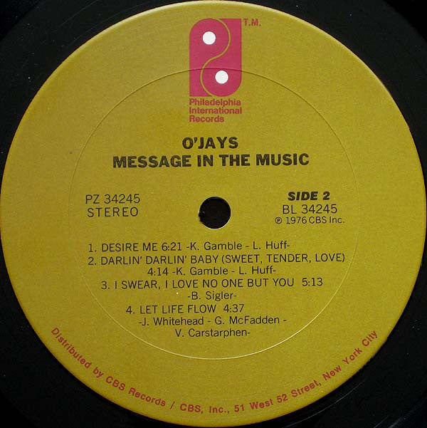 The O'Jays : Message In The Music (LP, Album)