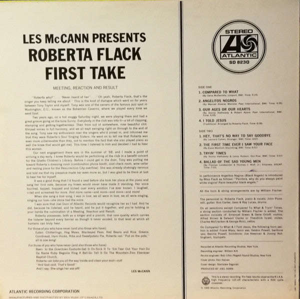 Roberta Flack : First Take (LP, Album, RE)
