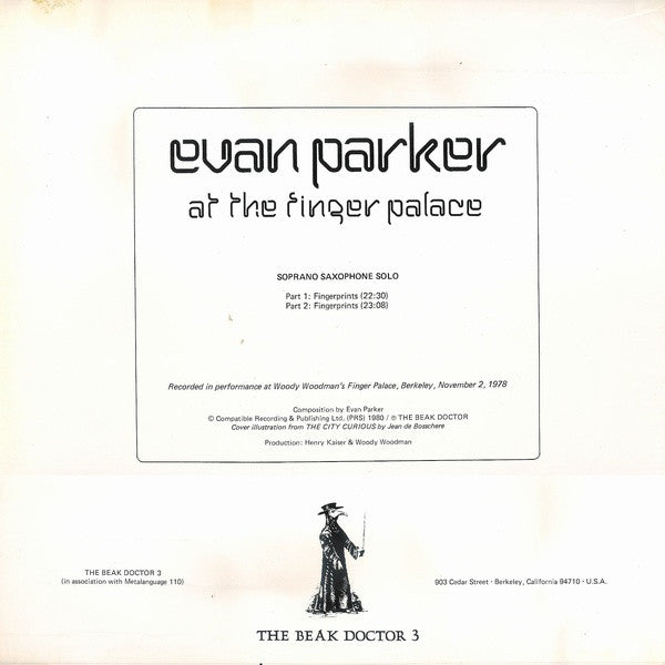 Evan Parker : At The Finger Palace (LP, Album)