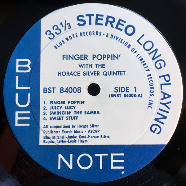 The Horace Silver Quintet : Finger Poppin' With The Horace Silver Quintet (LP, Album, RE)