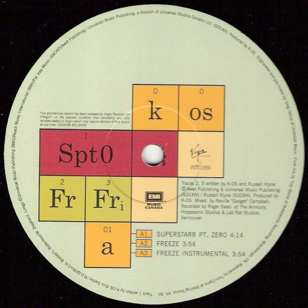 K-OS : Superstarr / Freeze (12", Promo)