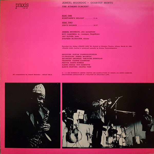 Jemeel Moondoc - Quartet Muntu* : The Athens Concert (LP, Album)