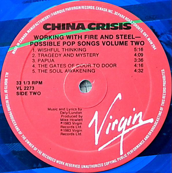 China Crisis : Working With Fire And Steel (Possible Pop Songs Volume Two) (LP, Blu)