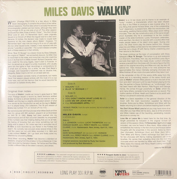 The Miles Davis Quintet & Sextet* : Walkin' (LP, Comp, RE)