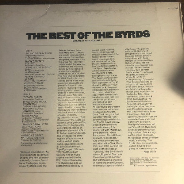 The Byrds : The Best Of The Byrds - Greatest Hits, Volume II (LP, Comp)