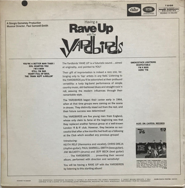 The Yardbirds : Having A Rave Up With The Yardbirds (LP, Album, Mono, No )