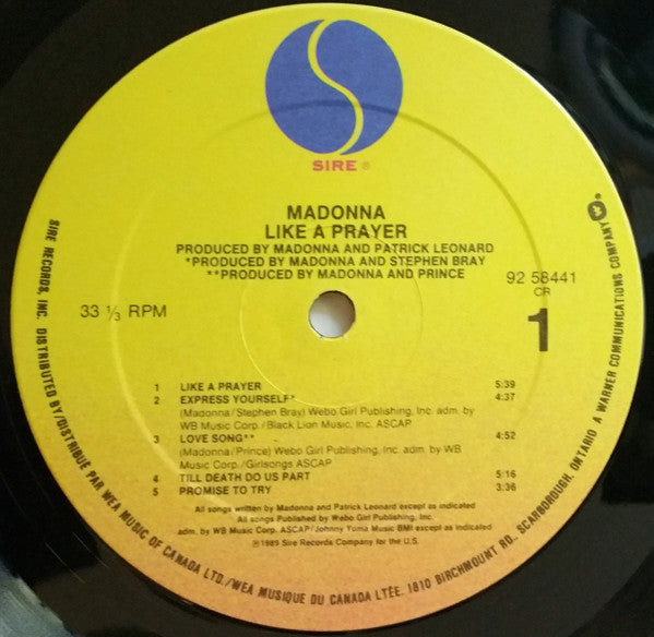 Madonna : Like A Prayer (LP, Album)
