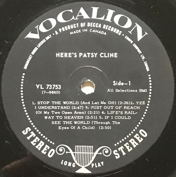 Patsy Cline : Here's Patsy Cline (LP, Comp)