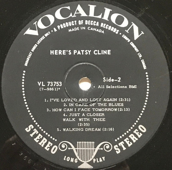 Patsy Cline : Here's Patsy Cline (LP, Comp)