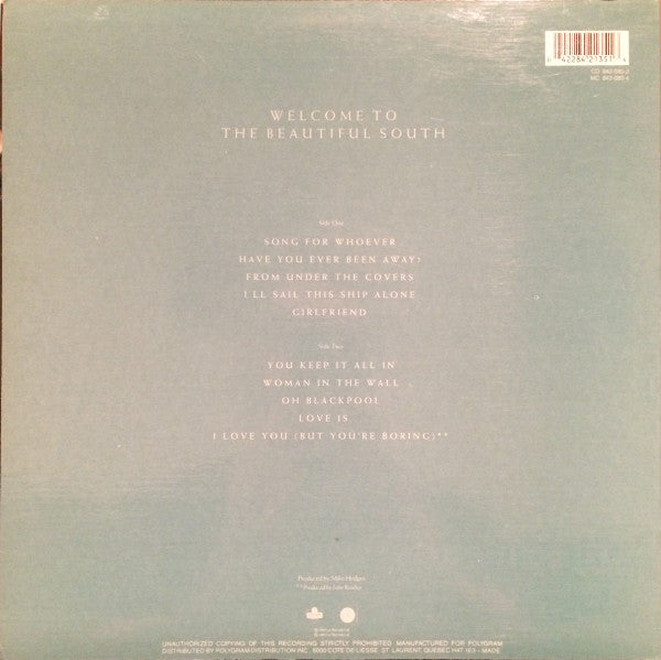 The Beautiful South : Welcome To The Beautiful South (LP, Album)