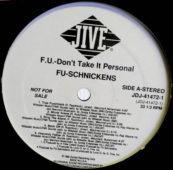 Fu-Schnickens : F.U. Don't Take It Personal (LP, Album, Promo)