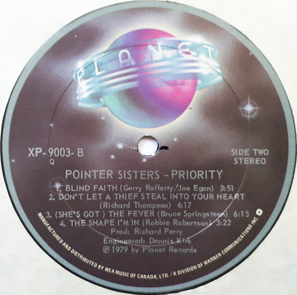 Pointer Sisters : Priority (LP, Album)