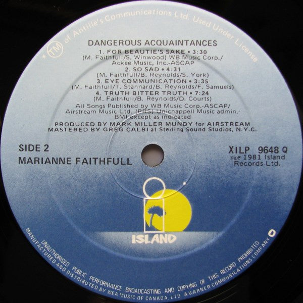 Marianne Faithfull : Dangerous Acquaintances (LP, Album)