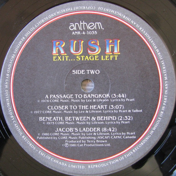 Rush : Exit...Stage Left (2xLP, Album)