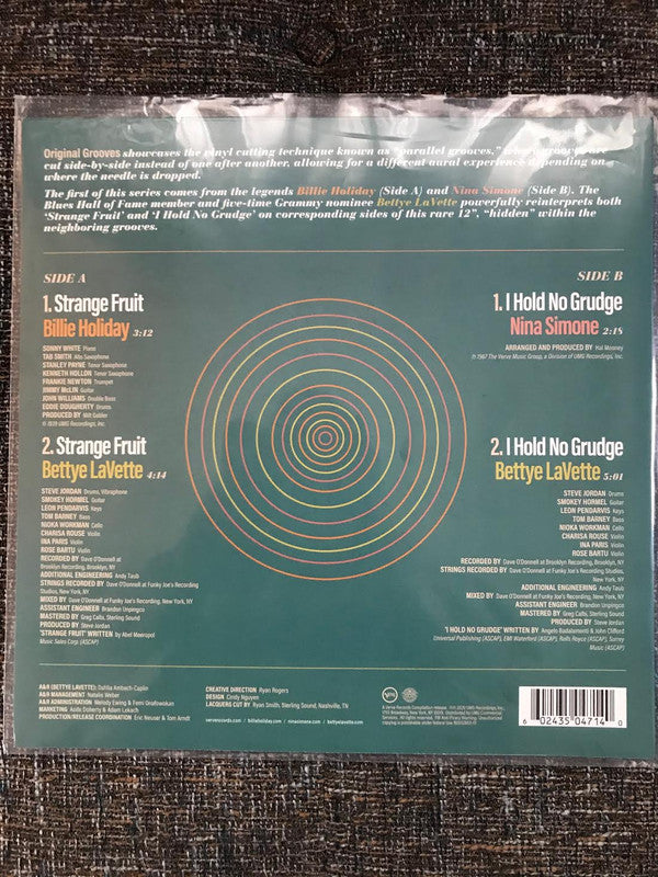 Billie Holiday, Nina Simone, Bettye Lavette : Original Grooves: Billie Holiday - Nina Simone - Bettye LaVette (12", RSD, Comp, Ltd)
